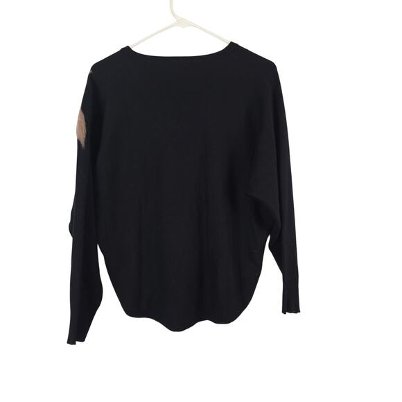 Aaeda Art To Wear Fuzzy Flower Embroidered Sweater M Womens Black Artsy Soft - Picture 7 of 7